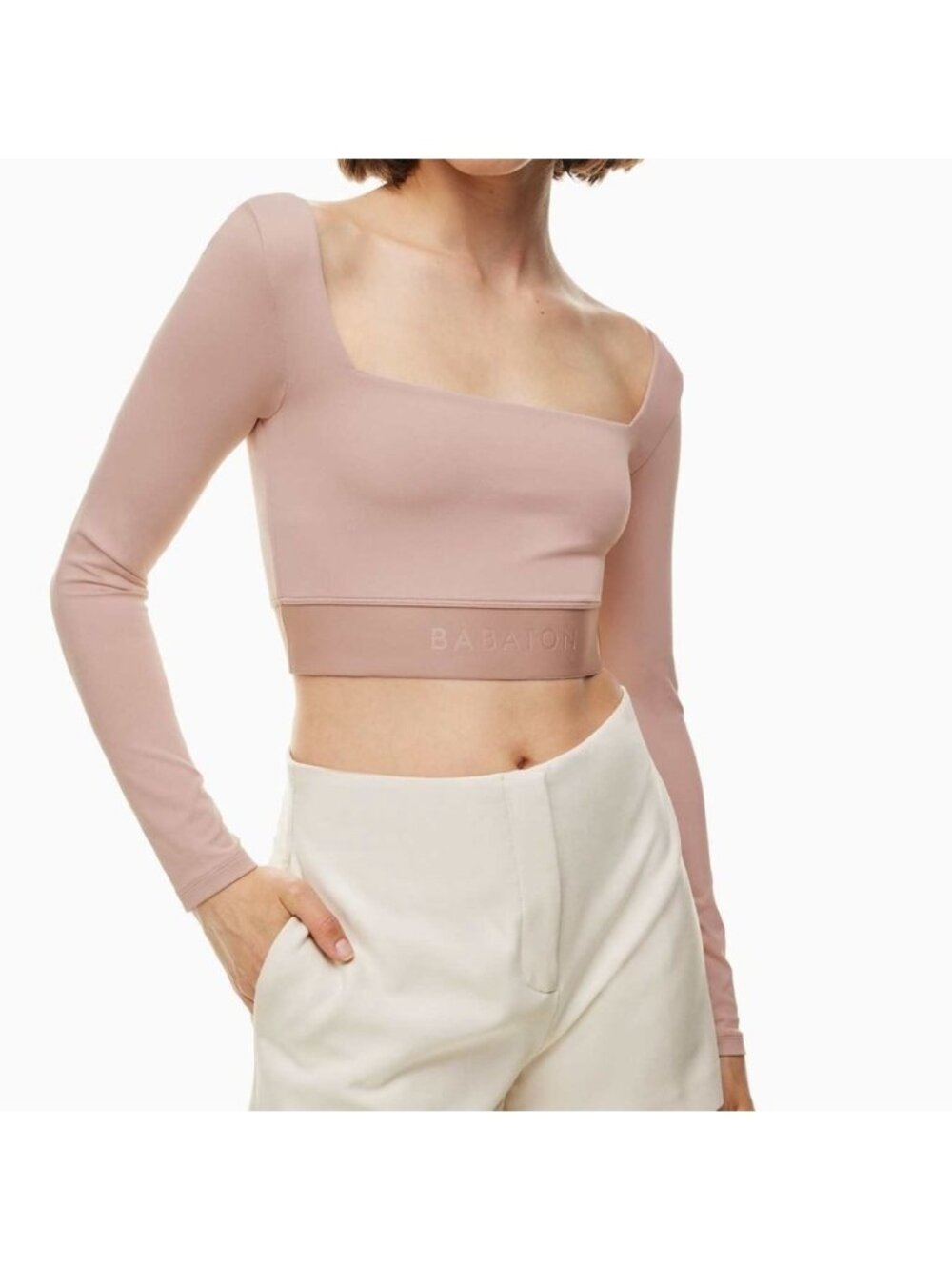 Babaton ‘Sylvia’ Contour Square-neck Long Sleeve in ‘Kasha Taupe’ Size Small